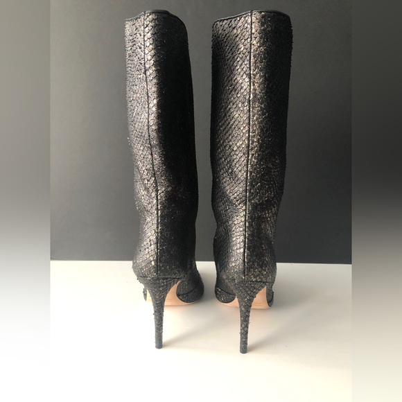 New! Cavallini Italy Women’s Heel Boots Gold Snakeskin Leather Mid Eur 39 - Picture 5 of 11